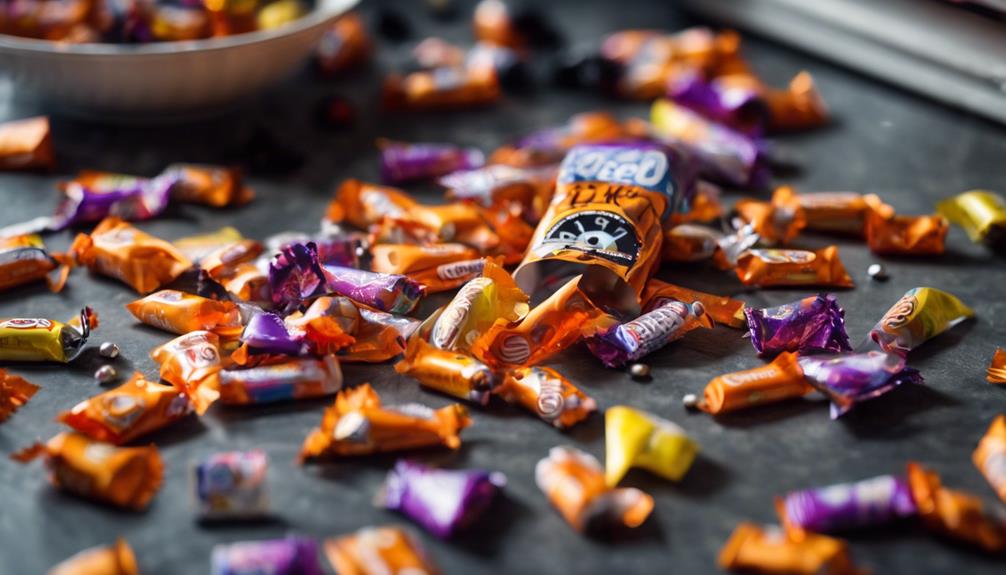 colorful candy wrappers scattered