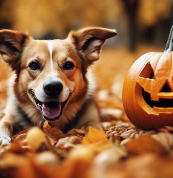 dogs and halloween pumpkins