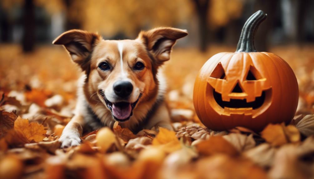 dogs and halloween pumpkins