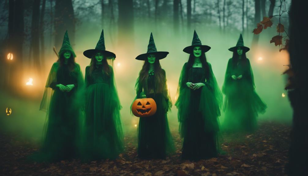halloween witches in green
