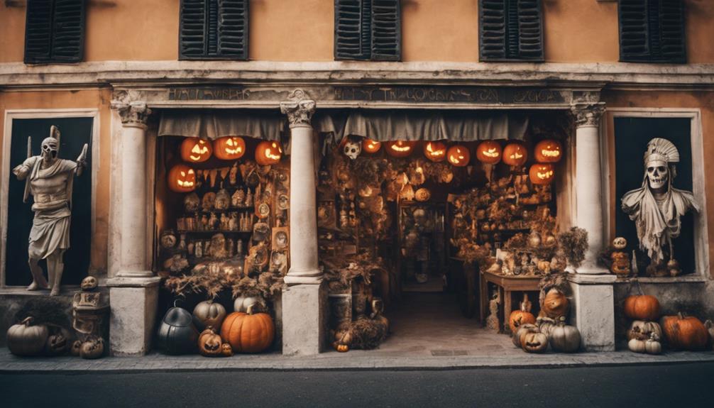 spooky rome shopfront decorations