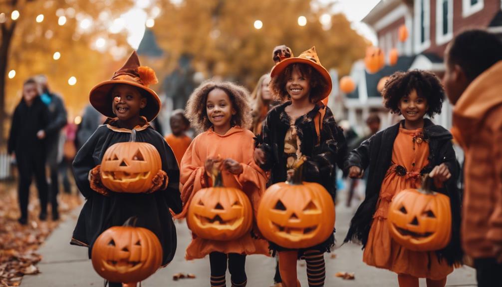 young siblings go trick or treating