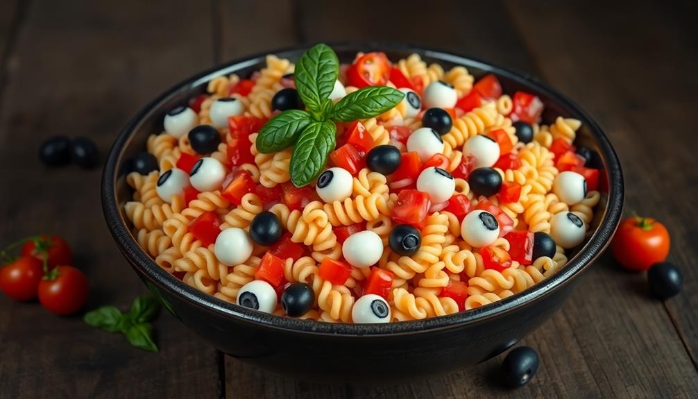 spooky eyeball pasta dish