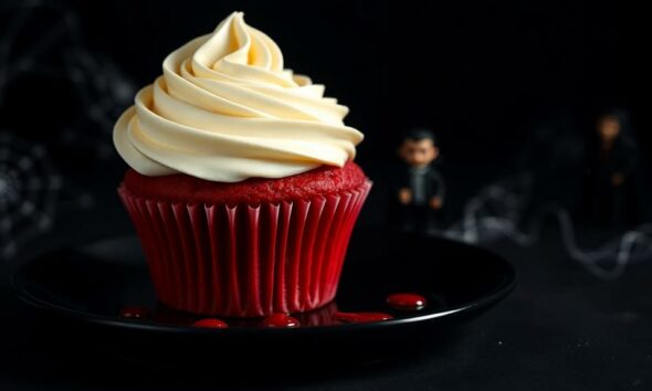 vampire themed red velvet cupcakes