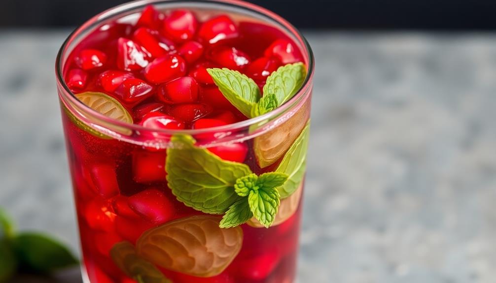 muddle pomegranate seeds mint