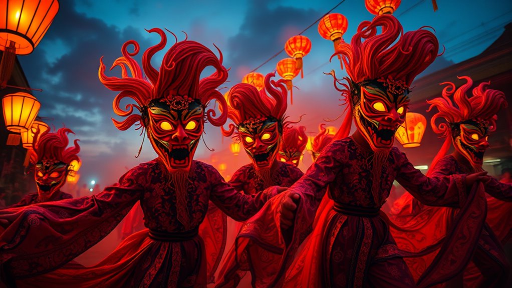 ghost masks and lively celebrations