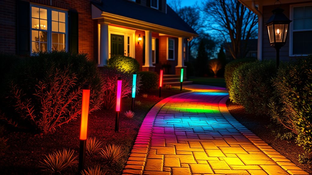 Front Yard Lighting: Path Markers and Effects 9 colorful dynamic landscape lighting