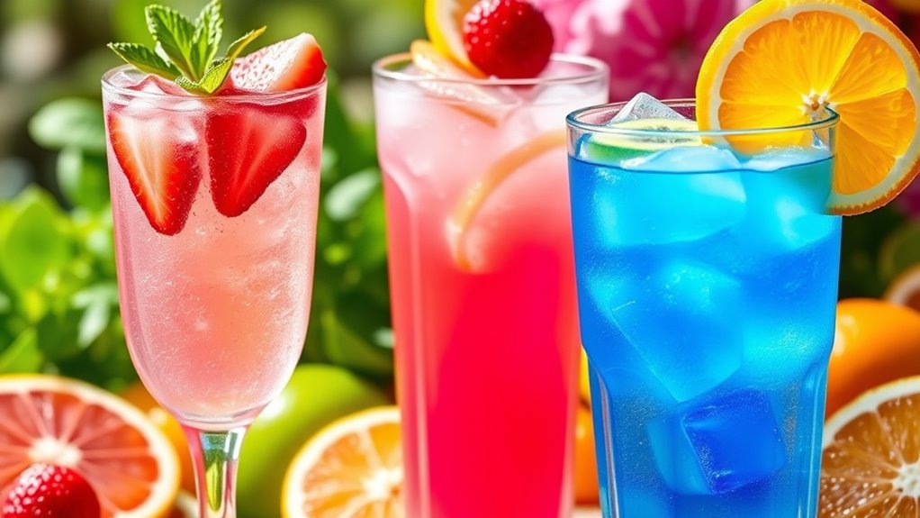 colorful fruity refreshing drinks