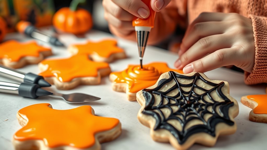 Halloween Cookie Decorating: Piping and Flooding 101 4 consistent piping techniques mastery
