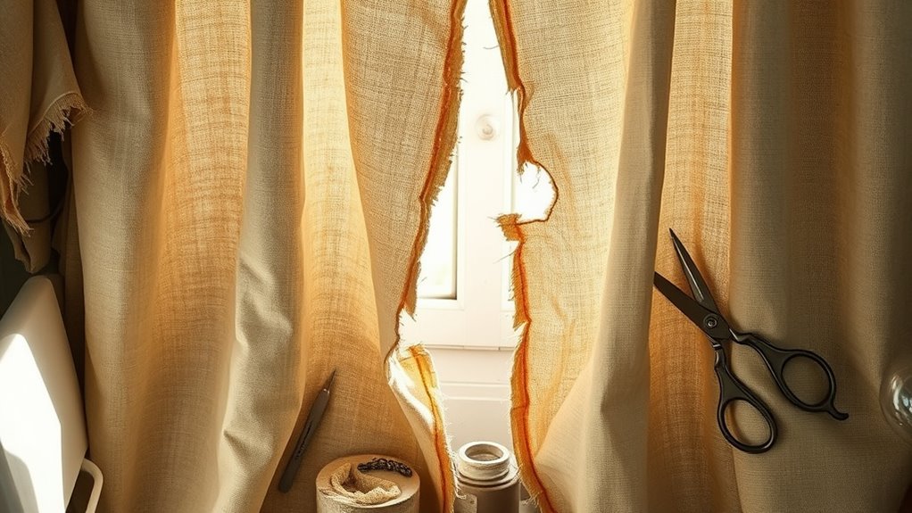 create distressed curtain edges