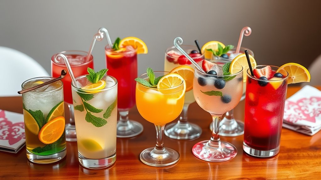 elegant colorful drink garnishes