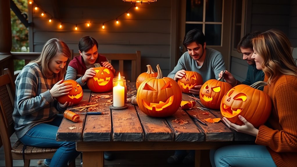 Family Traditions to Start This Halloween 3 family pumpkin carving fun