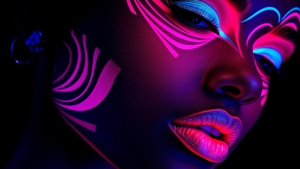 UV and Glow Effects: Makeup That Pops at Night 7 neon glow makeup designs