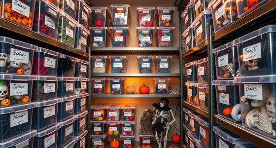 organized halloween prop storage
