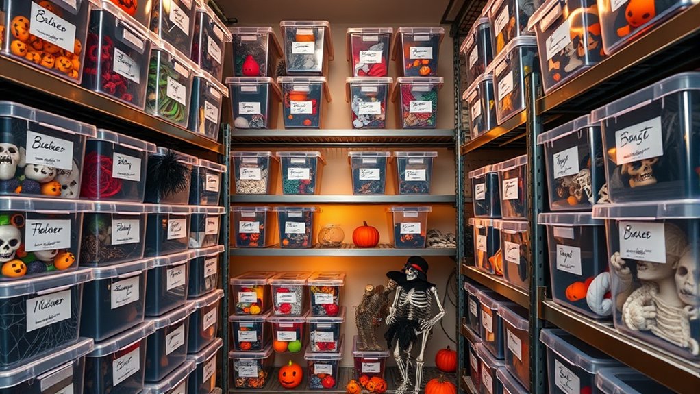 organized halloween prop storage
