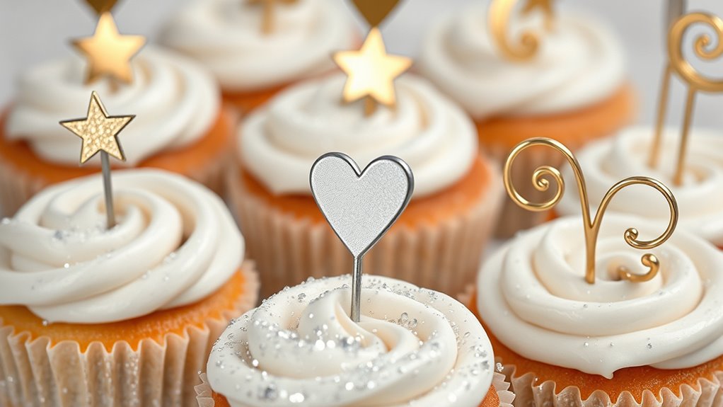 sparkling metallic cupcake accents