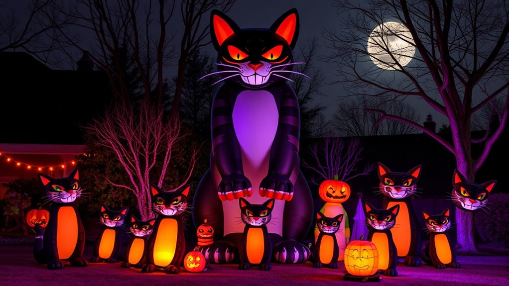 spooky 10ft inflatable cats