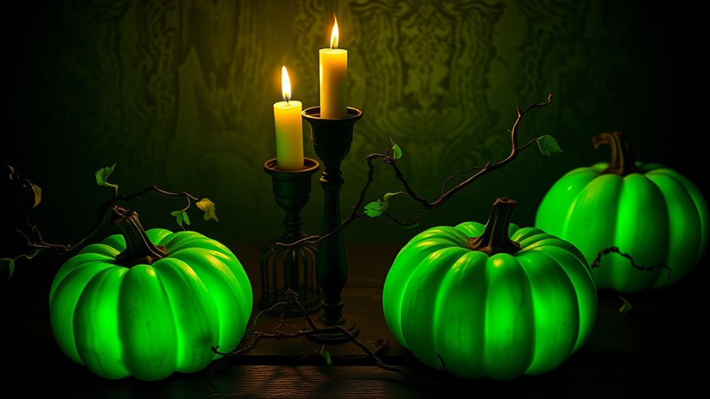 vibrant green creepy decor