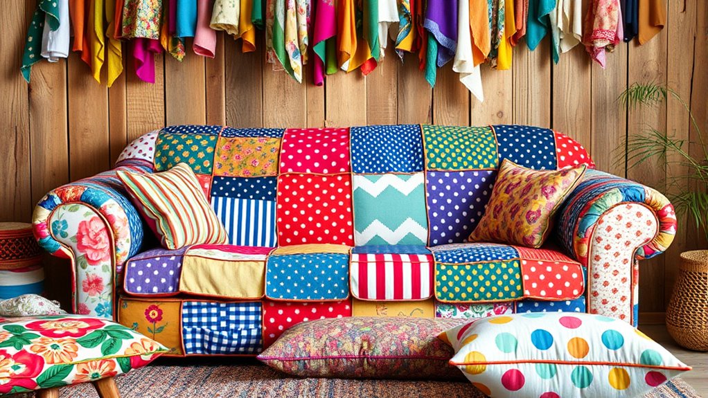 vibrant patchwork textile creation