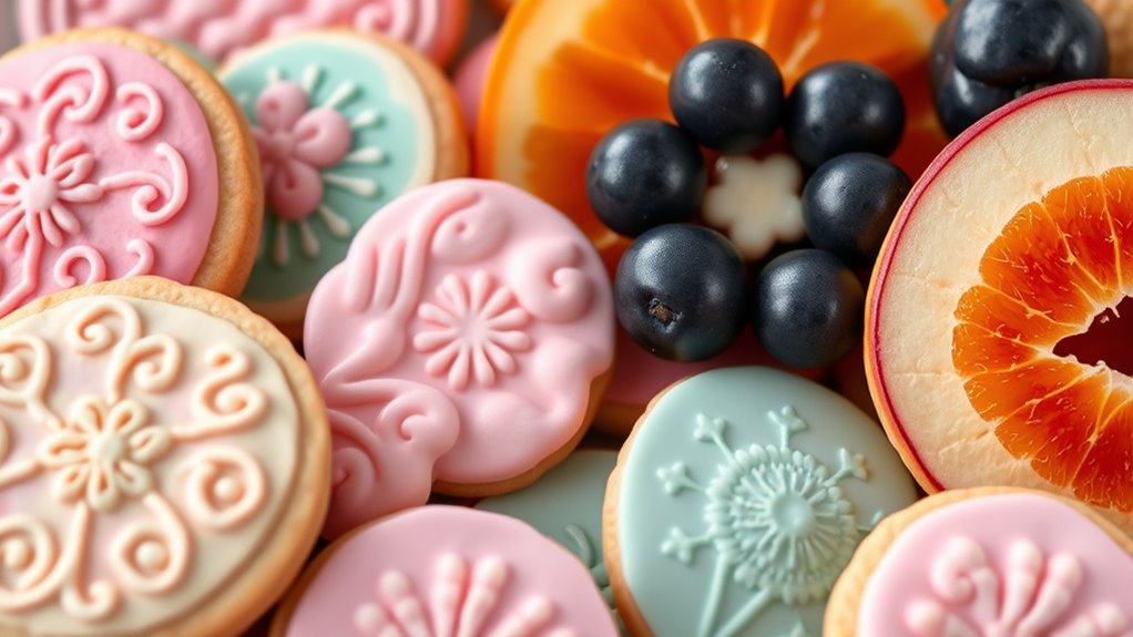 Edible Decorations: Cookies, Fondant, and Fruit 7 vibrant textured fondant decorations