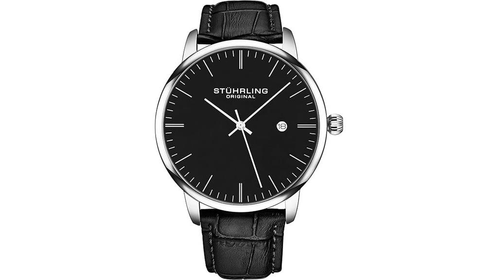 black leather watch