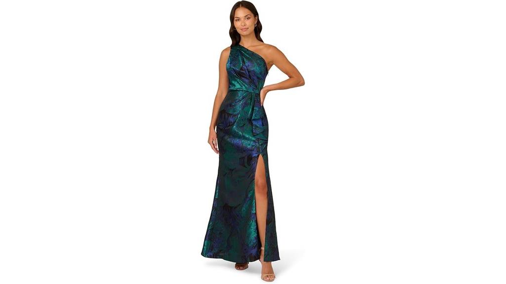 15 Best Designer Evening Gowns That Will Make You Shine at Every Event 3 elegant one shoulder jacquard gown