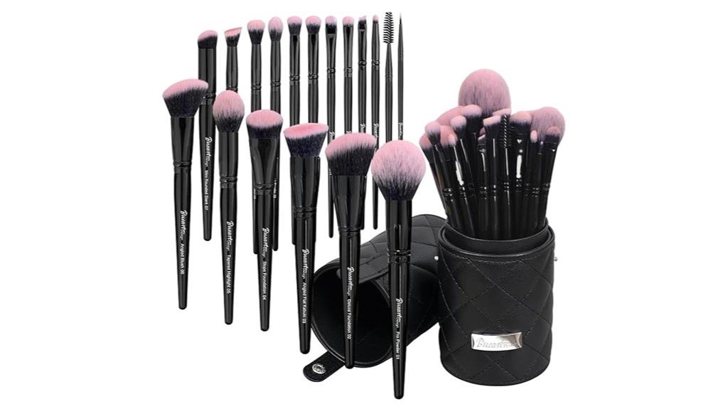 fuchsia pink black brushes