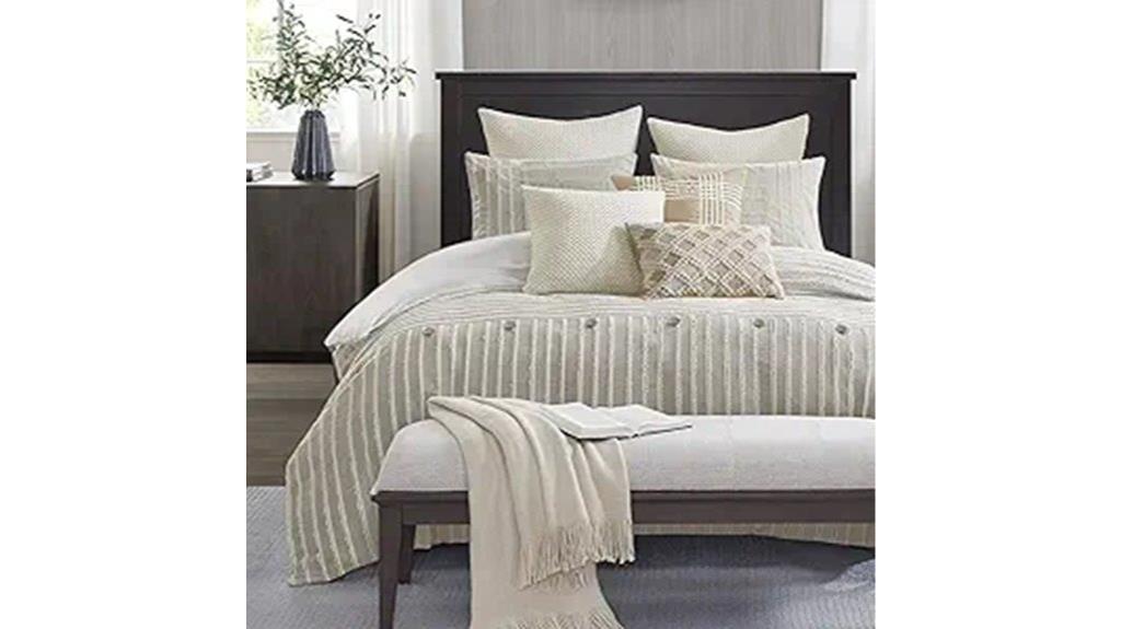 15 Best Luxury Bedding Sets for King-Size Beds That Combine Elegance and Comfort 4 jacquard striped king comforter
