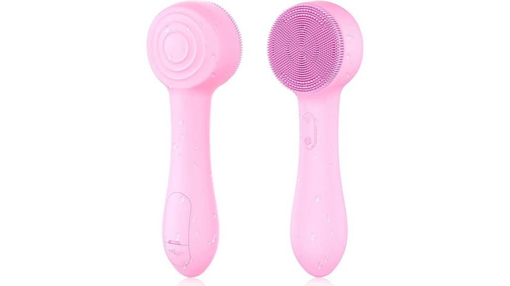 pink silicone cleansing brush