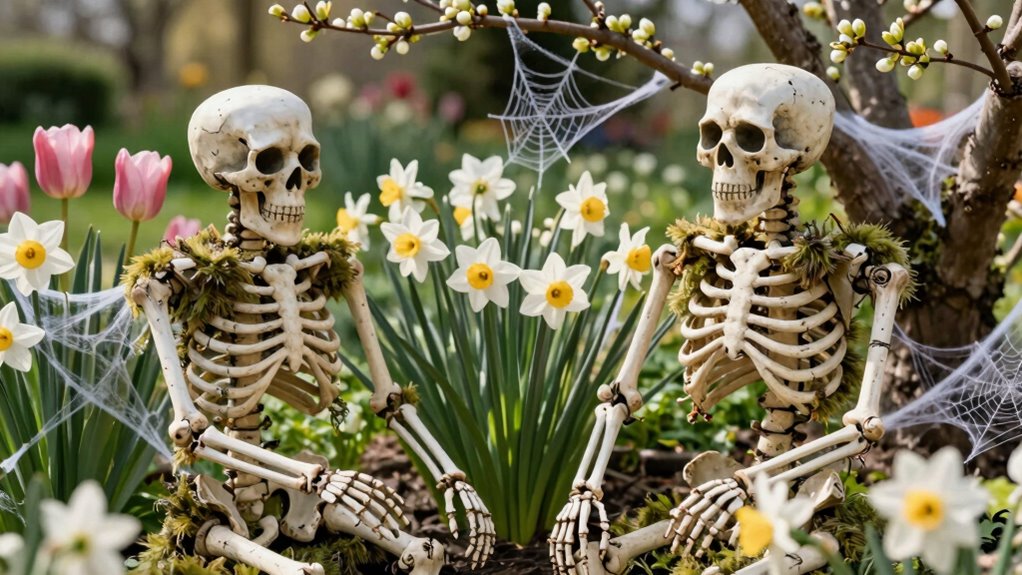 diy spooky garden skeletons