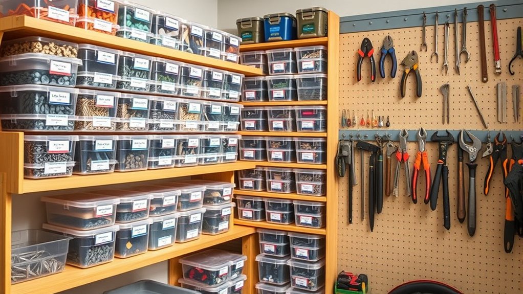 organized shelves with labels