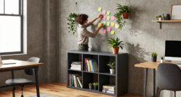 A Renter-Friendly Wall And IKEA BILLY Created A Moody Office