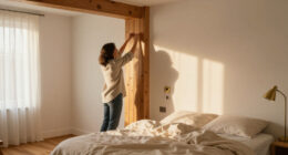 A Structural Beam Was An Eyesore In This Bedroom — She Added Paneling To Disguise It