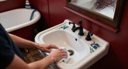A Tiny Bathroom Went From Grimy To Cozy After A "Gothic-Aquatic" Redo