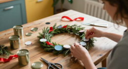 DIYer Transforms Old Tin Cans Into The Cutest Wreath