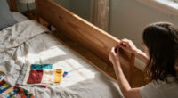 Instead Of Tossing Her Bed Frame, She Put A $40 DIY Headboard In Front