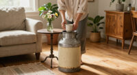 She Turns A Vintage Milk Jug Into A Side Table That Adds Rustic Charm