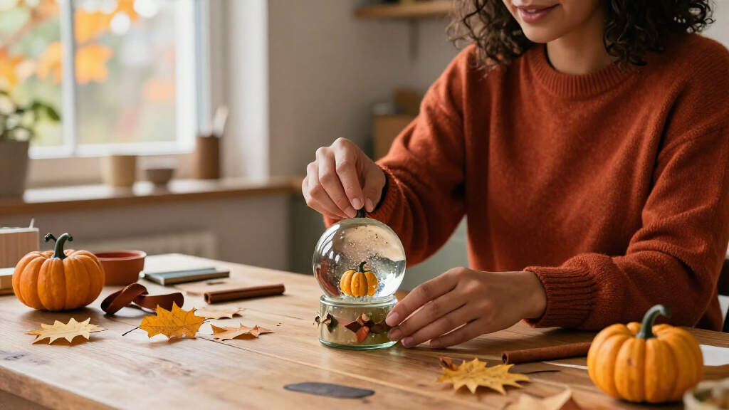 Transform Plain Glass Jars Into Fall-Inspired Snow Globes With A Whimsical DIY