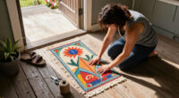 Woman Turns A Rug Into That Cutest Front Door Decor That Isn't A Wreath